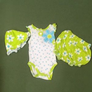 Gerber green/blue flower outfit